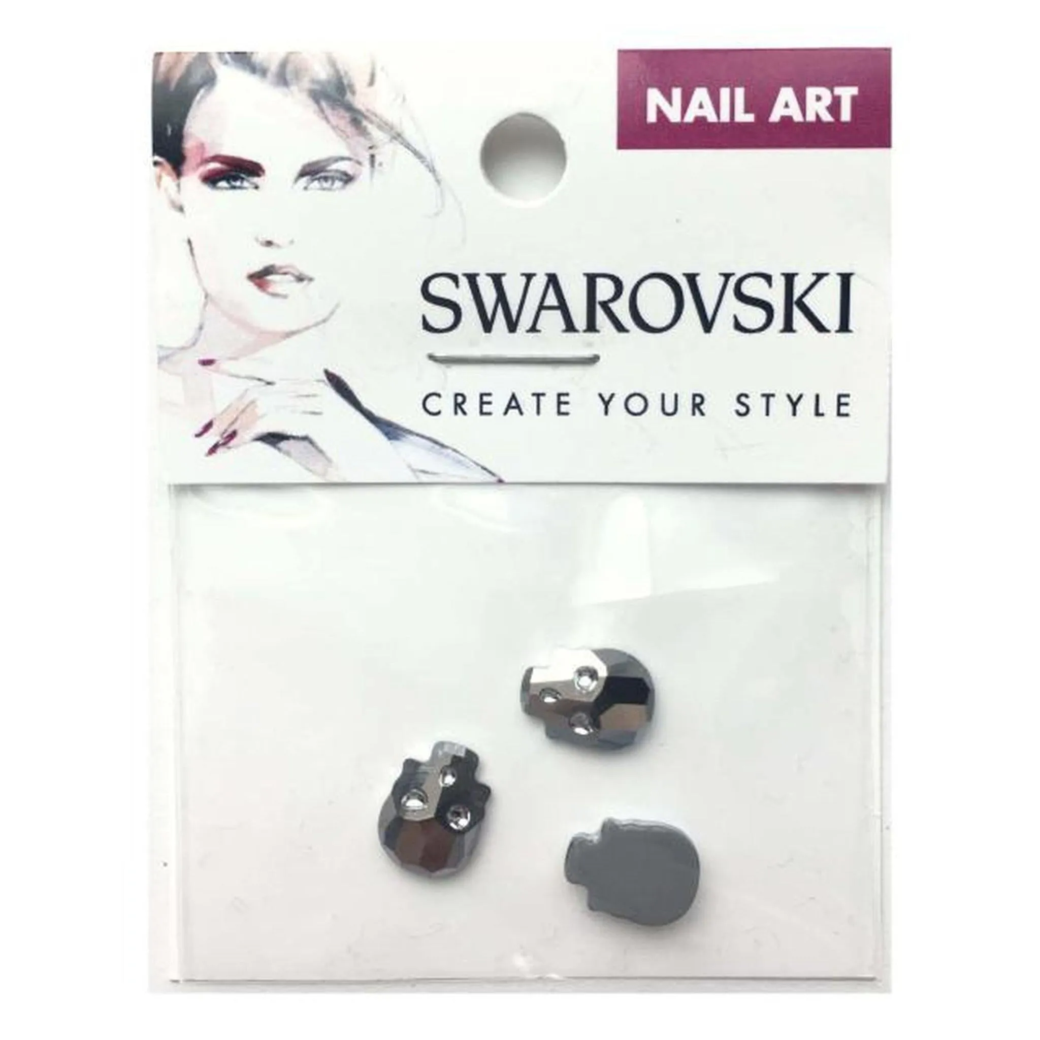 10x7.5mm Swarovski Skull Flat Back - Light Chrome