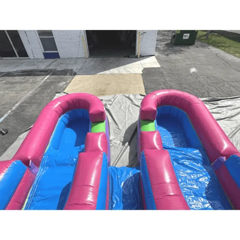 15'H Dual Lane Dura-Lite Pink Slide w Detachable Pool
