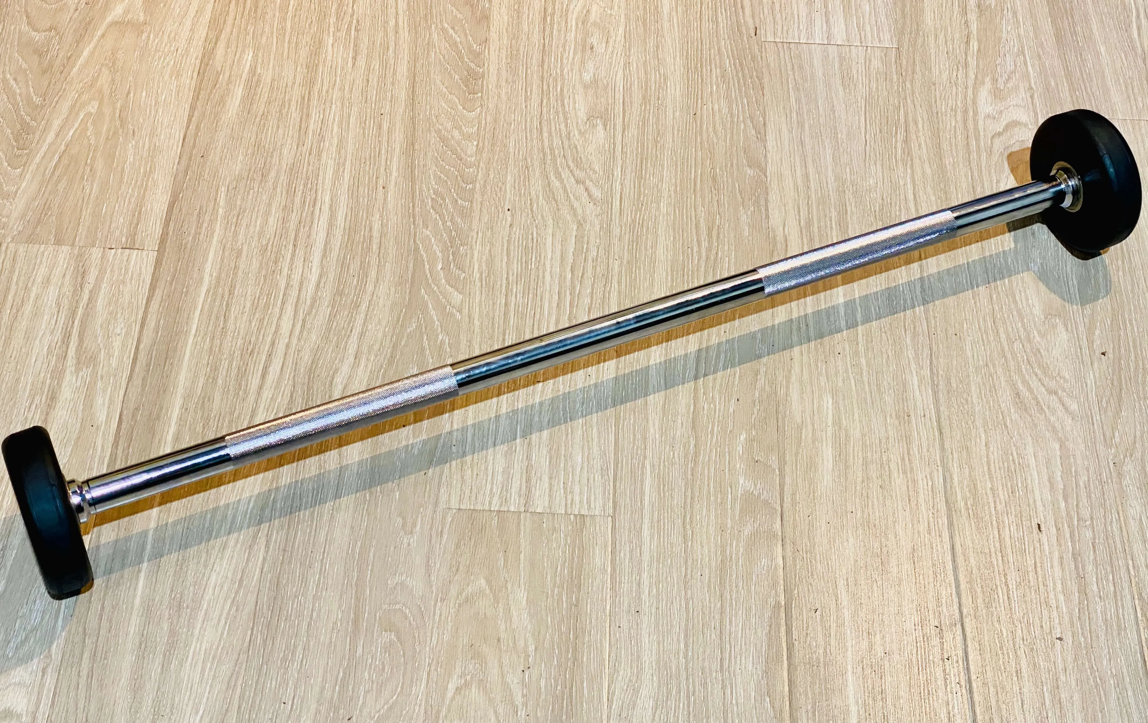 15kg Fixed Straight Exercise Barbell Rubber Weight Steel Bar