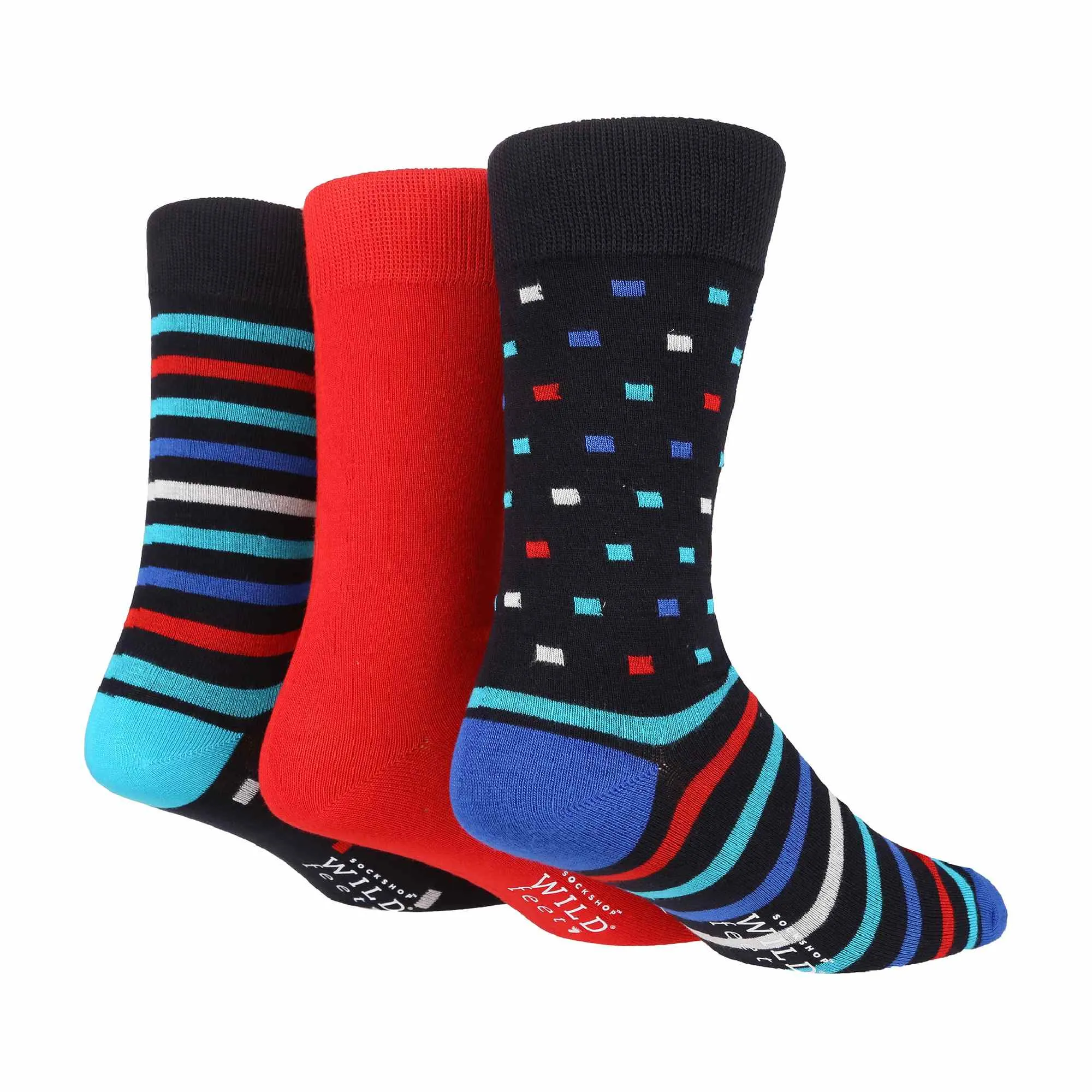 3 Pack Mens Colourful Modern Patterned Bamboo Dress Socks