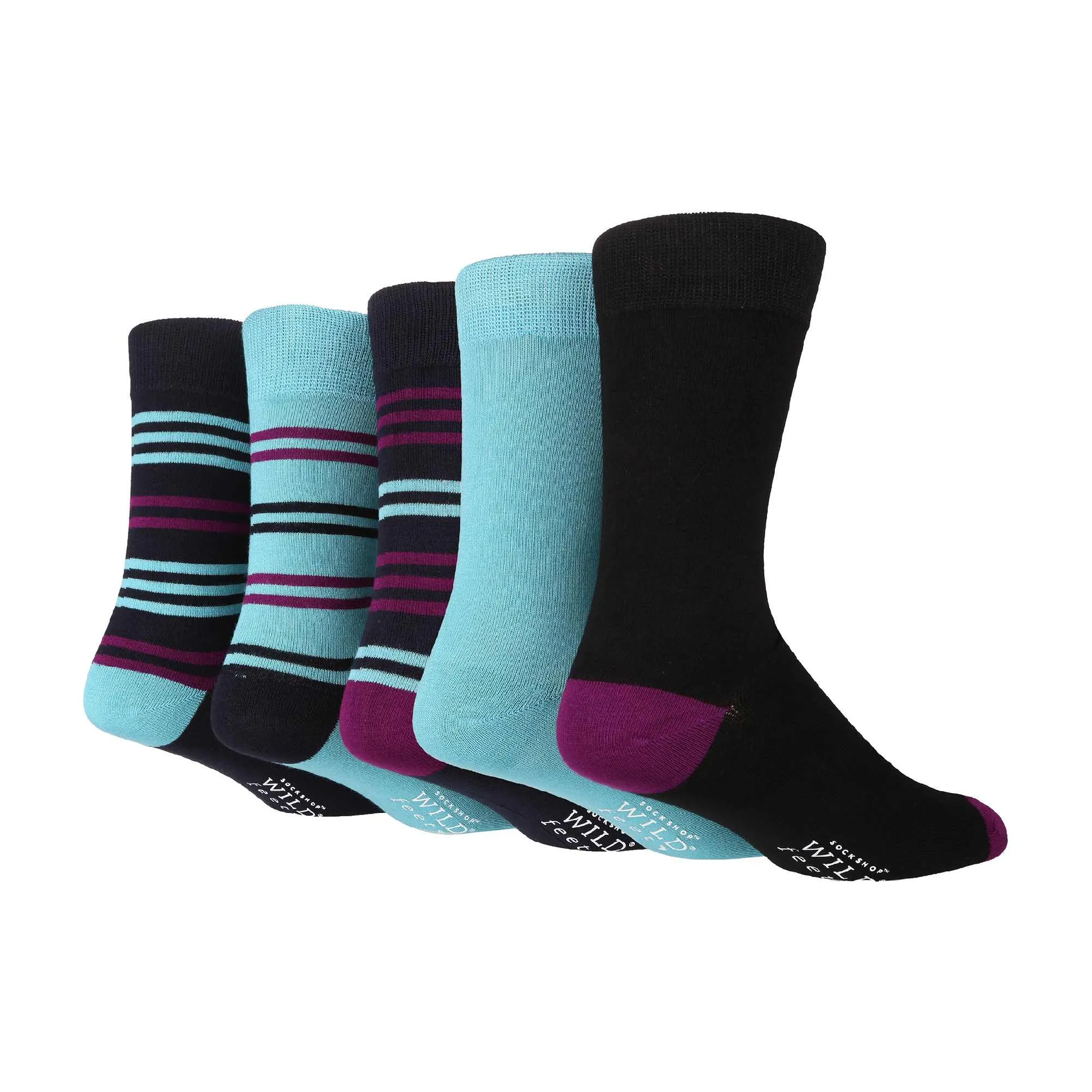 5 Pack Mens Colourful Striped Patterned Bamboo Dress Socks