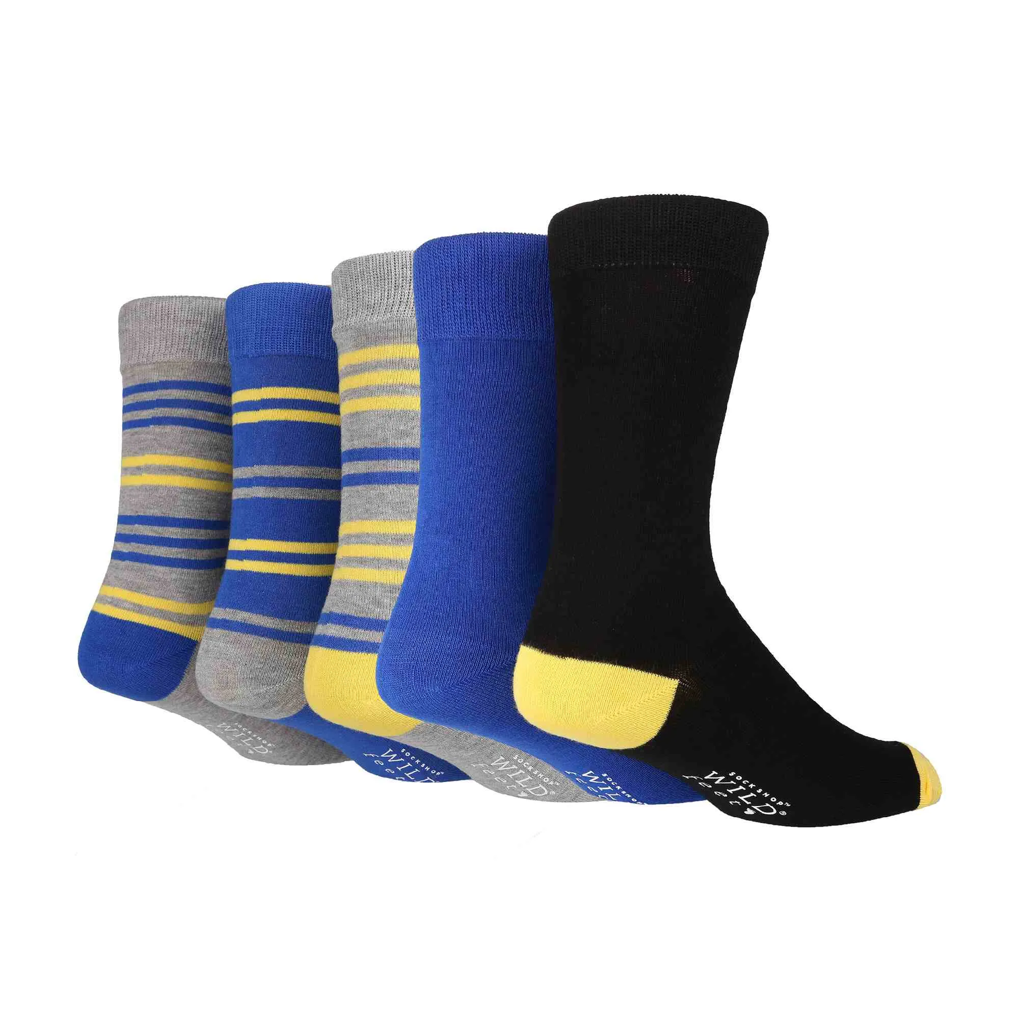 5 Pack Mens Colourful Striped Patterned Bamboo Dress Socks