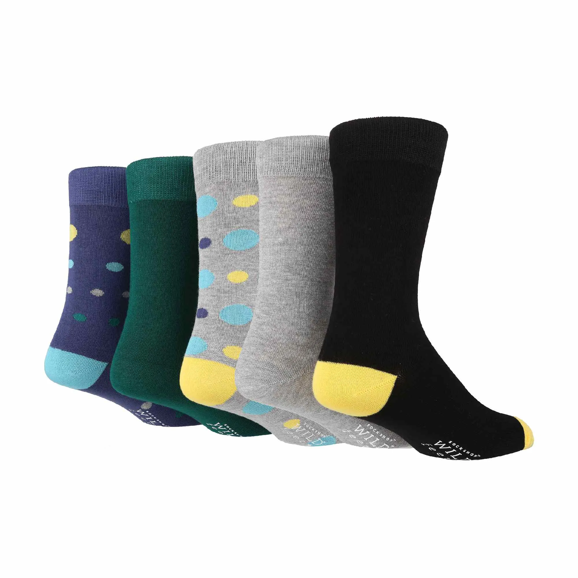 5 Pack Mens Colourful Striped Patterned Bamboo Dress Socks