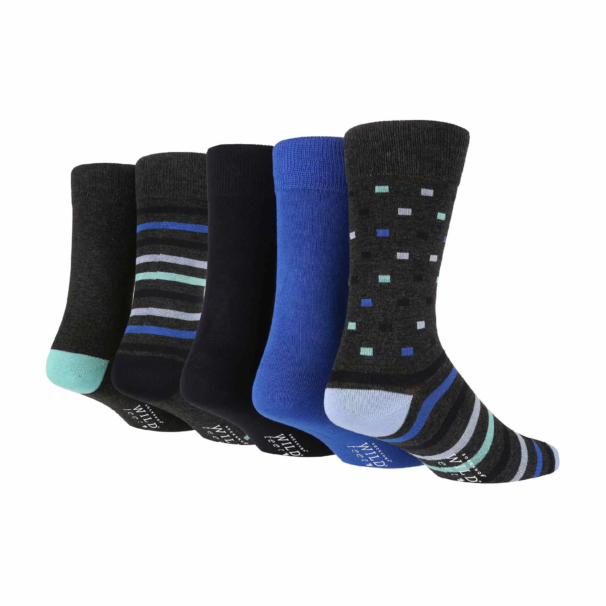 5 Pack Mens Colourful Striped Patterned Bamboo Dress Socks