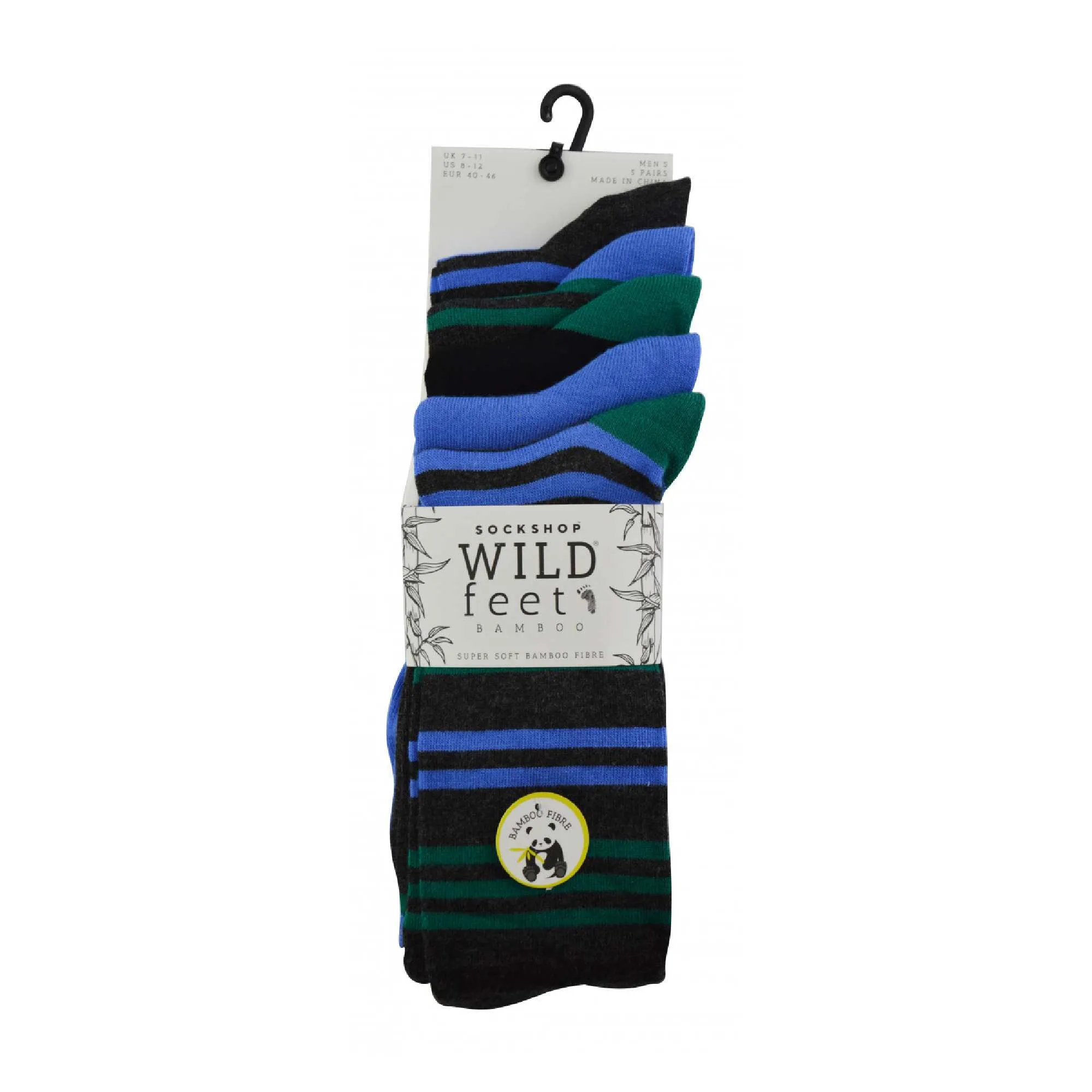 5 Pack Mens Colourful Striped Patterned Bamboo Dress Socks