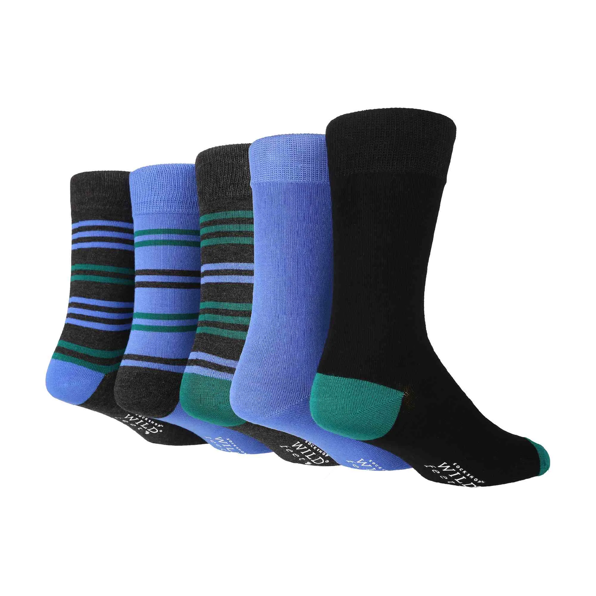 5 Pack Mens Colourful Striped Patterned Bamboo Dress Socks