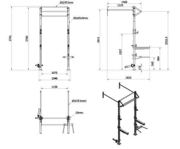 6 IN 1 CROSS FITNESS ASSUALT MATRIX WALL MOUNTED CAGE AND FREE STANDING SQUAT RACK