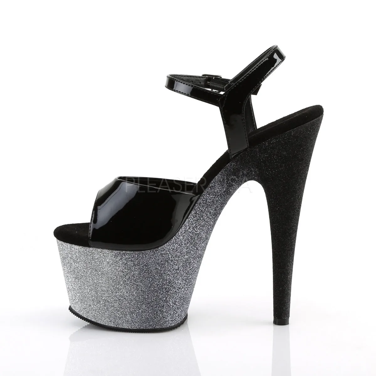 ADORE-709OMBRE  Black Patent/Silver-Black Ombre