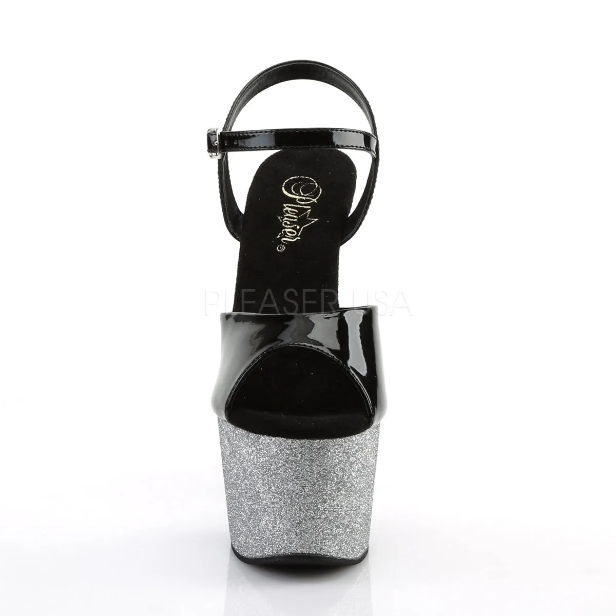 ADORE-709OMBRE  Black Patent/Silver-Black Ombre
