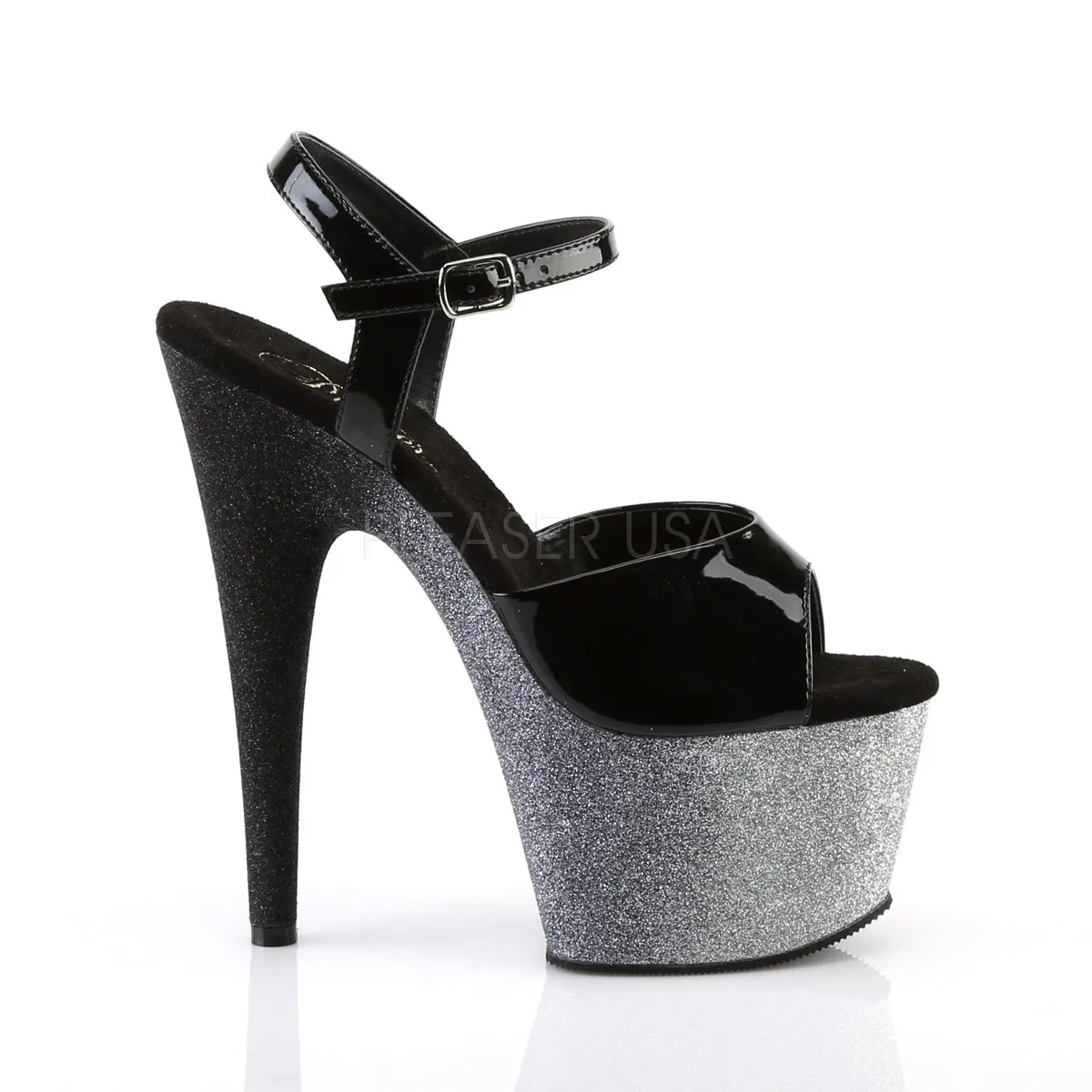 ADORE-709OMBRE  Black Patent/Silver-Black Ombre