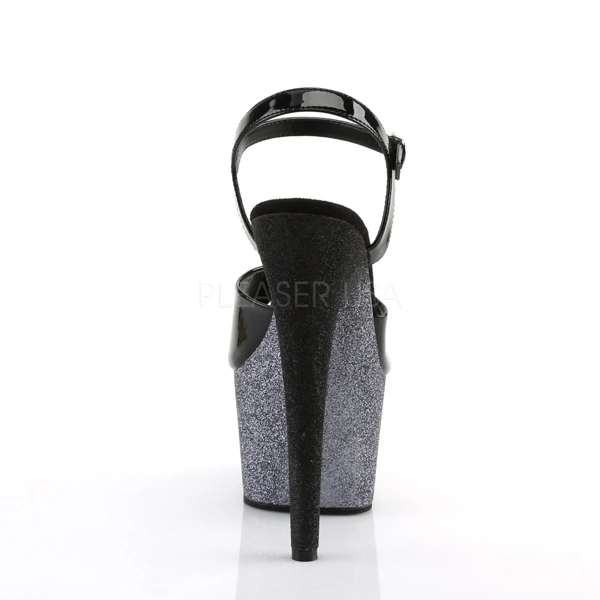 ADORE-709OMBRE  Black Patent/Silver-Black Ombre