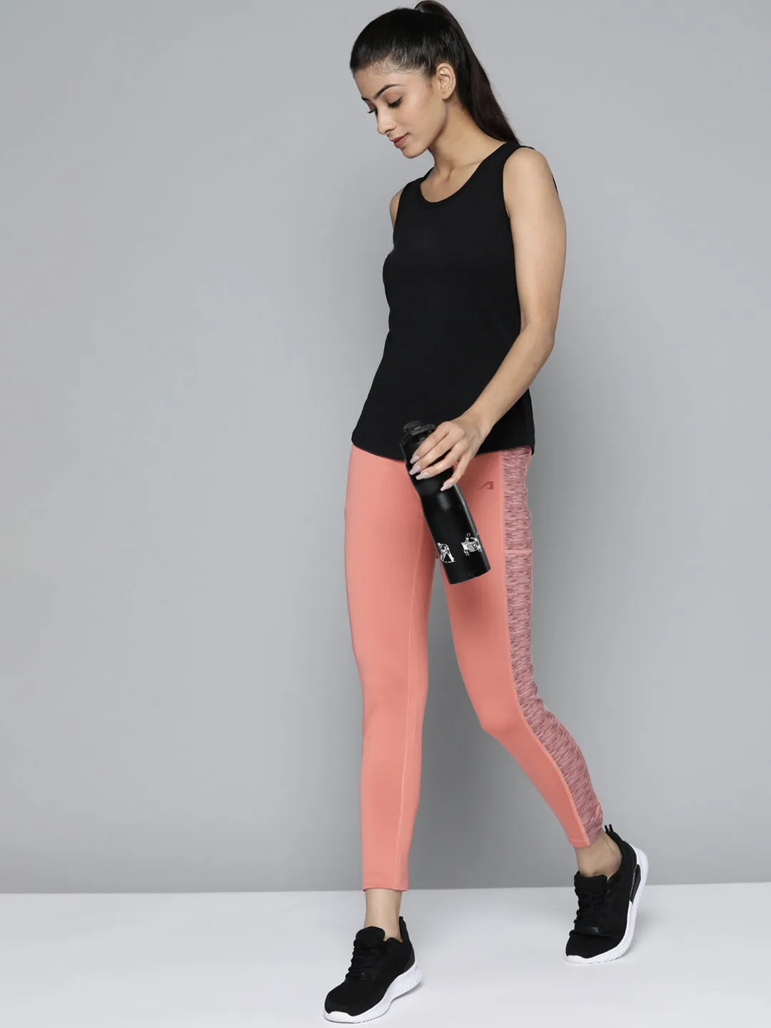 Alcis Women Dusty Pink Solid Gym Tights