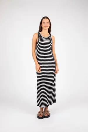 Athens Stripe Tank Dress - Black Stripe