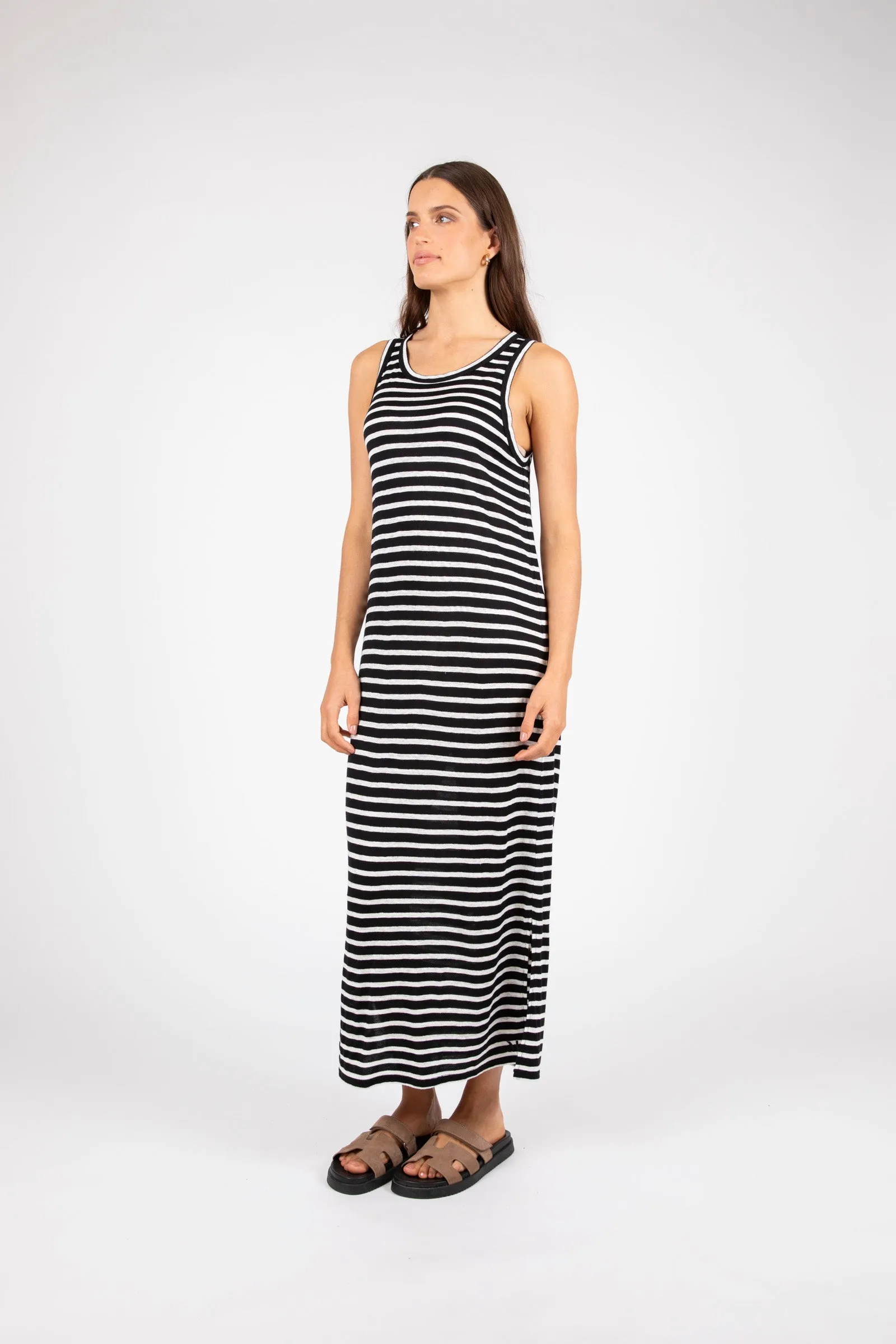 Athens Stripe Tank Dress - Black Stripe