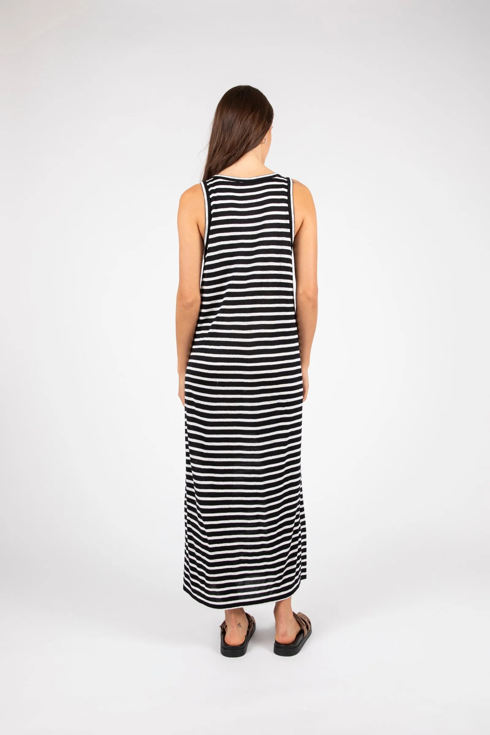 Athens Stripe Tank Dress - Black Stripe