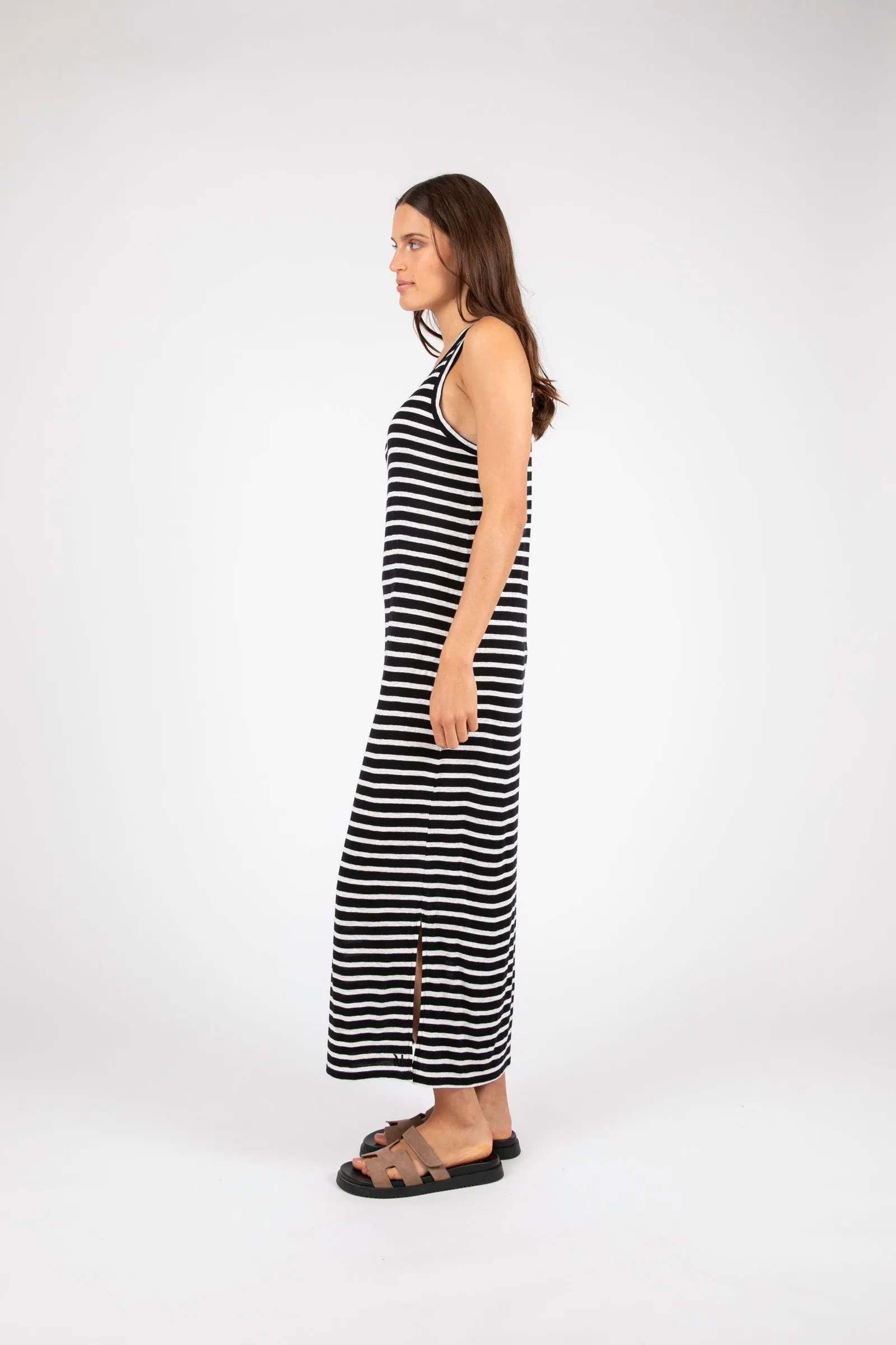 Athens Stripe Tank Dress - Black Stripe