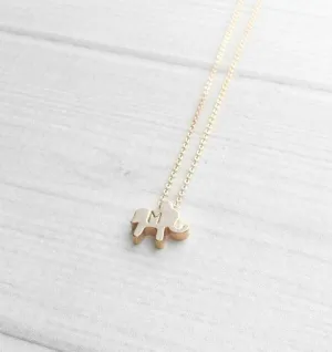 Baby Elephant Necklace - personalized letter stamped little pendant in rose gold - initial alphabet engrave special gift - pink small charm