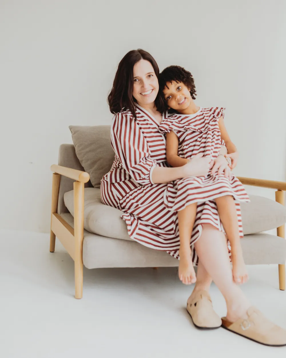 Clara Red Horizontal Stripe Print Midi Dress