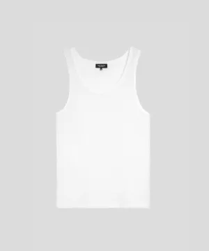 Cotton Mesh Tank Top: White
