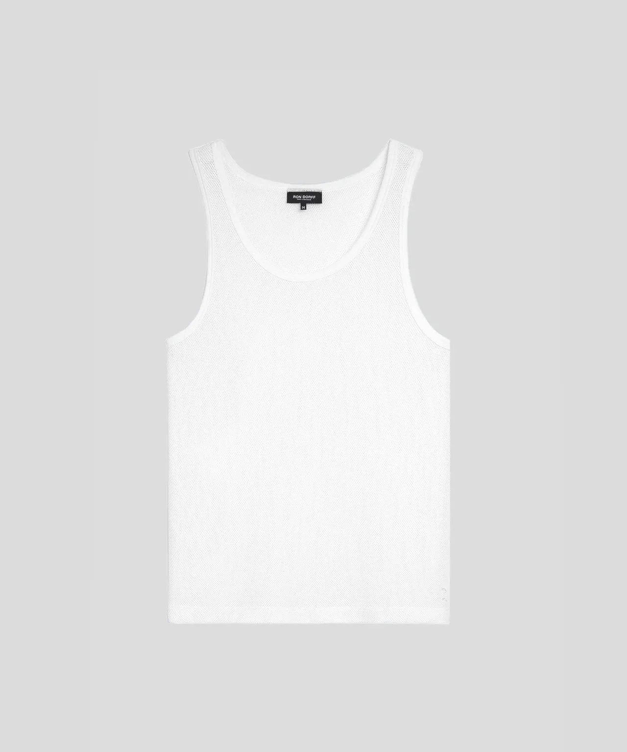 Cotton Mesh Tank Top: White