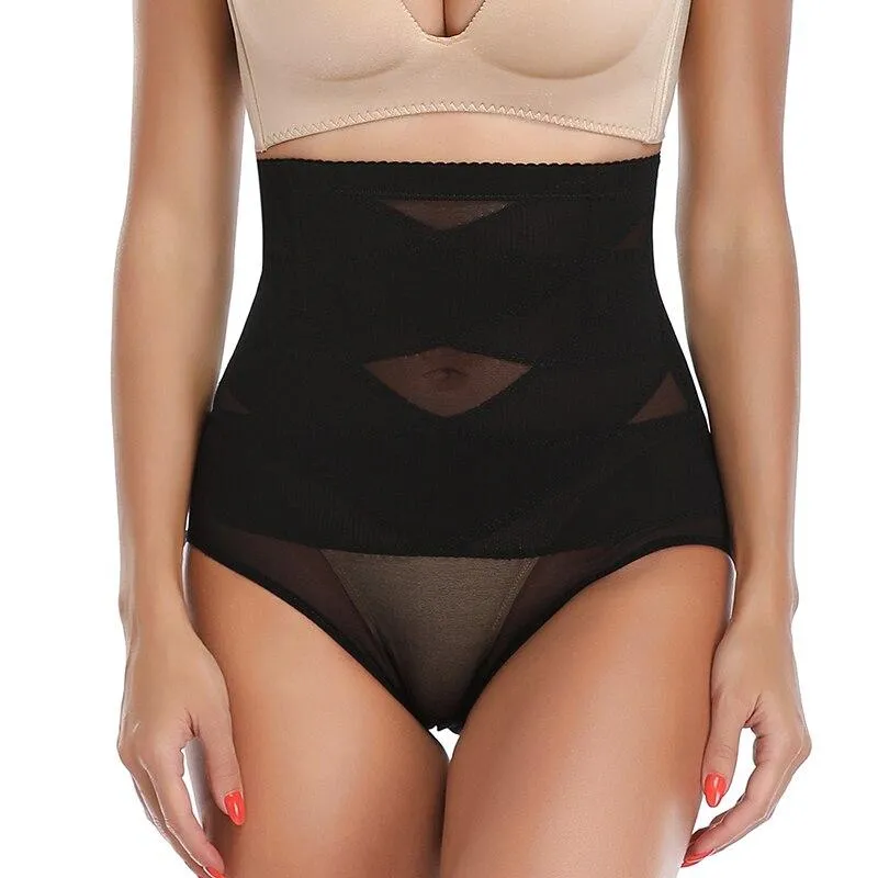 Cross Compression Abs Shaping Pants Women High Waist Panties Slimming Body Shaper Shapewear Knickers Tummy Control Corset Girdle
