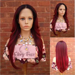 Curly Lace Front Wig HD Lace Synthetic Heat Resistant Ombre Burgundy Wig For Women Alopecia Chemo Wig Glory Tress - FAITHFUL