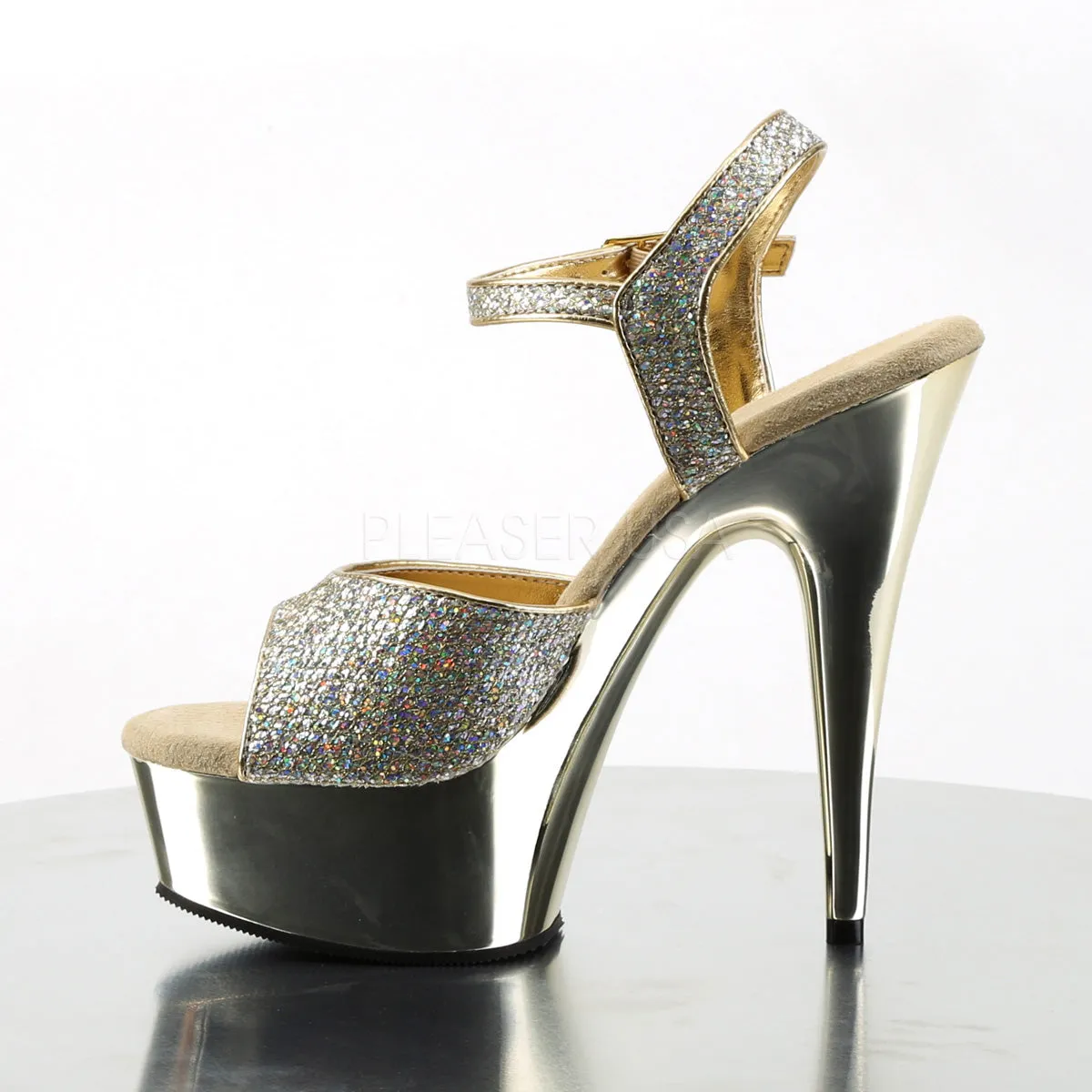 DELIGHT-609G  Gold Multi Glitter/Gold Chrome