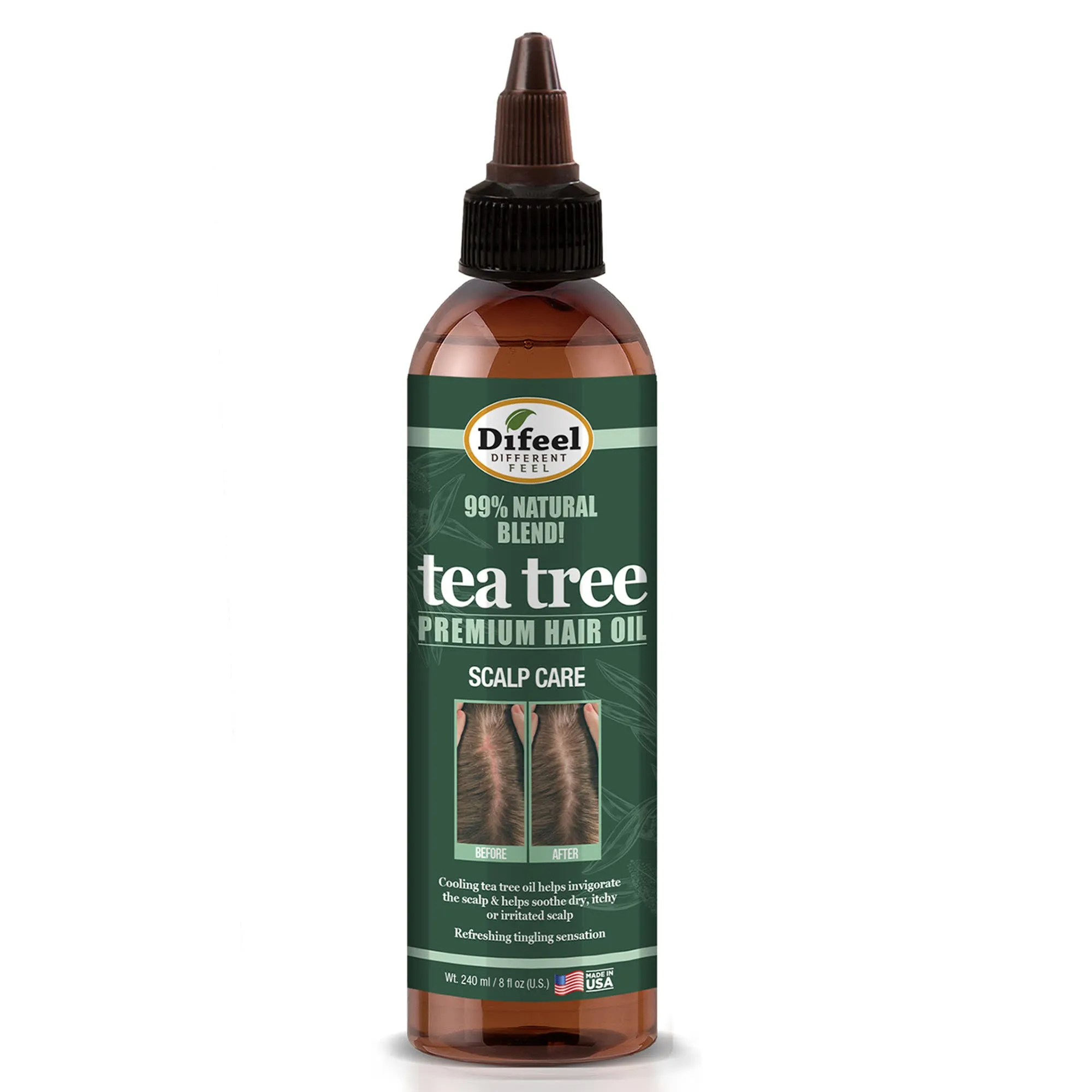 Difeel Scalp Care 99% Natural Premium Natural Hair Oil - Tea Tree Oil 8 oz.