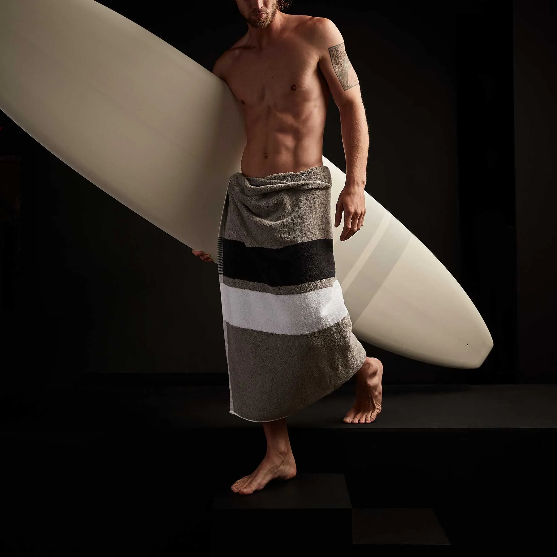 Double Stripe Beach Towel - Grey/Optic White/Carbon