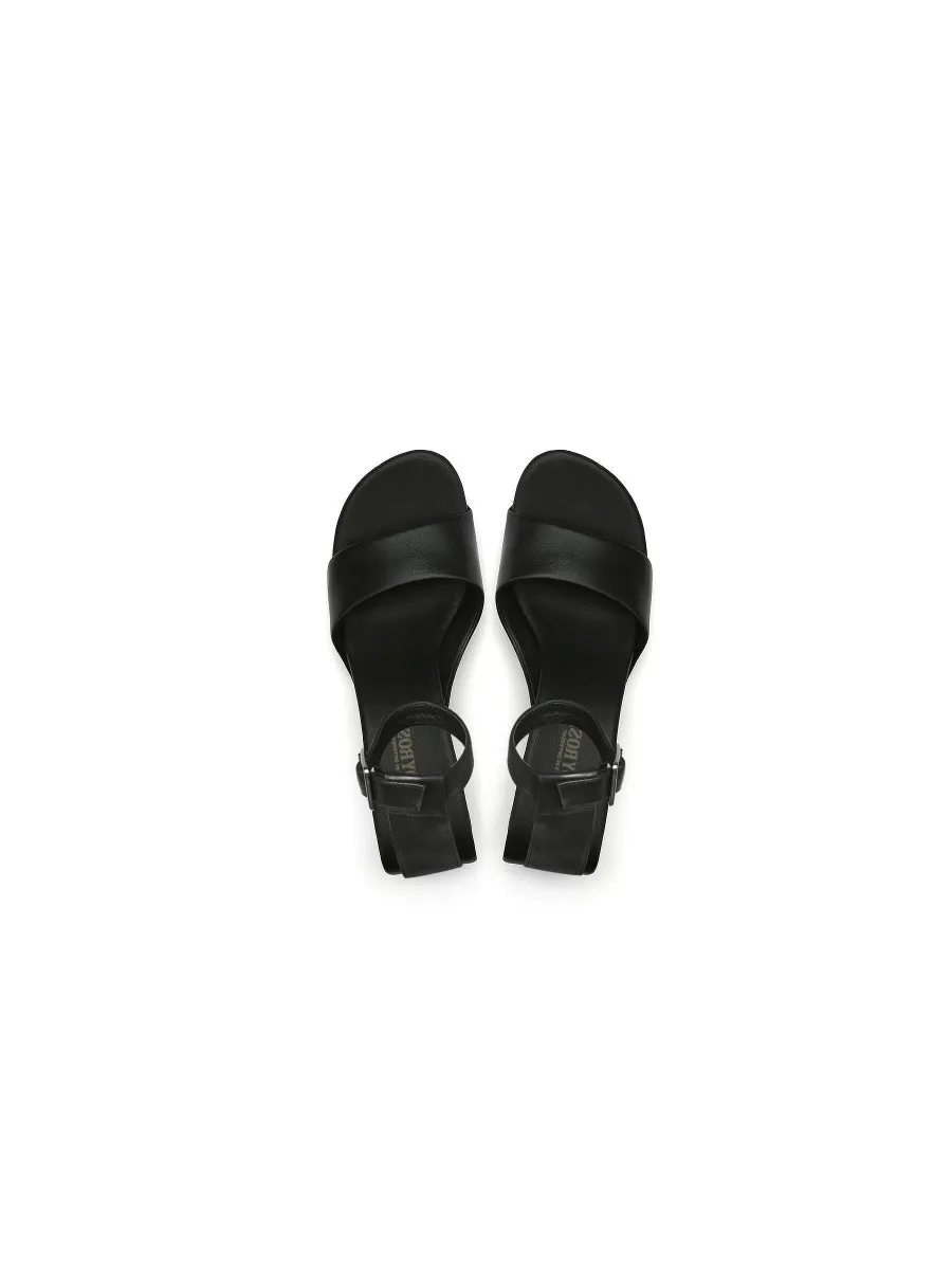Elevator Heel Genuine Leather Black Ankle Strap