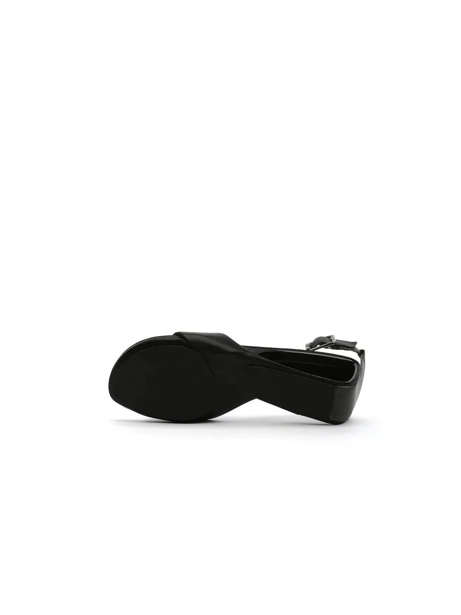 Elevator Heel Genuine Leather Black Ankle Strap