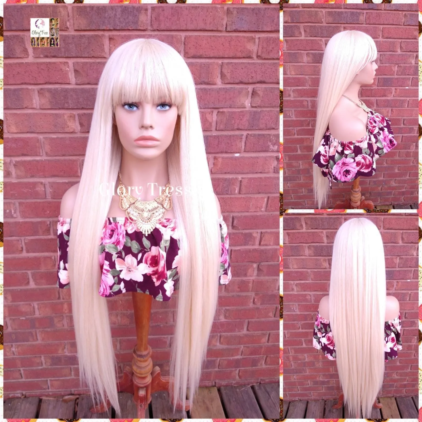 Extra Long Full Wig, Wig with China  Bangs, 613 Blonde Wig, Glory Tress Wigs// NOBLE