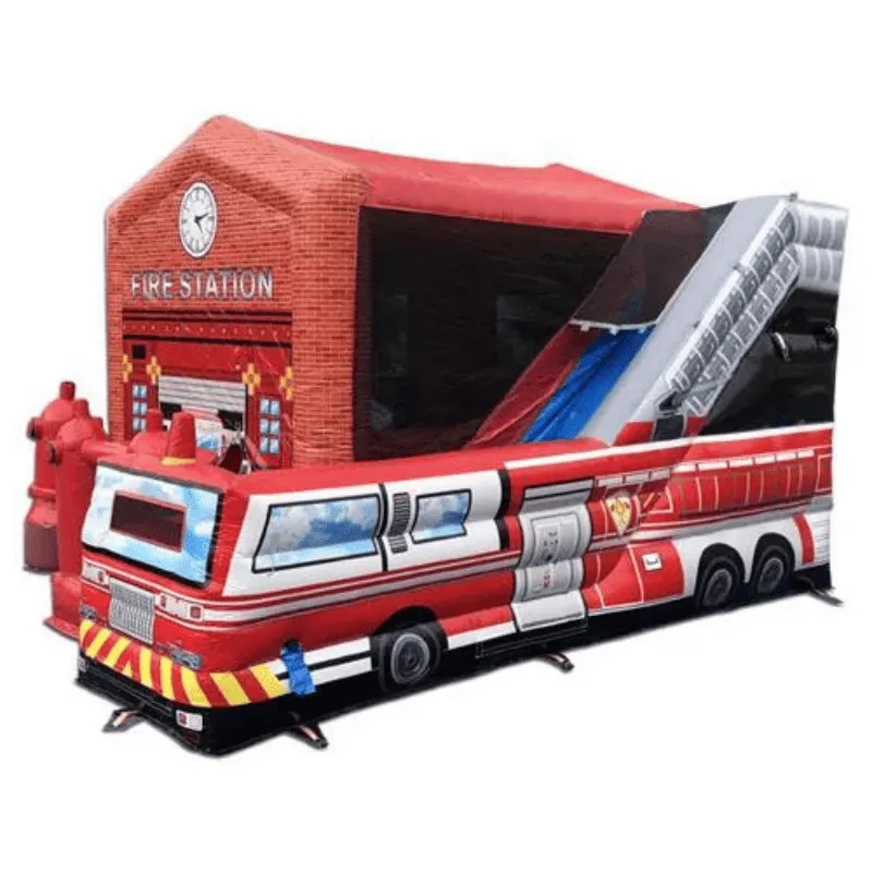 Fire Station Bouncy House Combo Wet n Dry