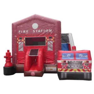 Fire Station Bouncy House Combo Wet n Dry