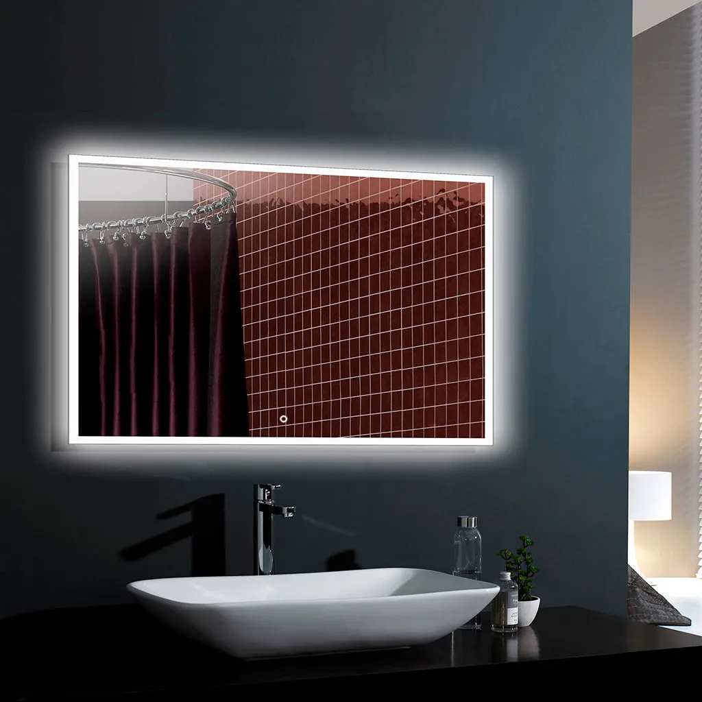 Flat Led Vanity Mirror - Wall Mount - 48" Glass/Aluminum