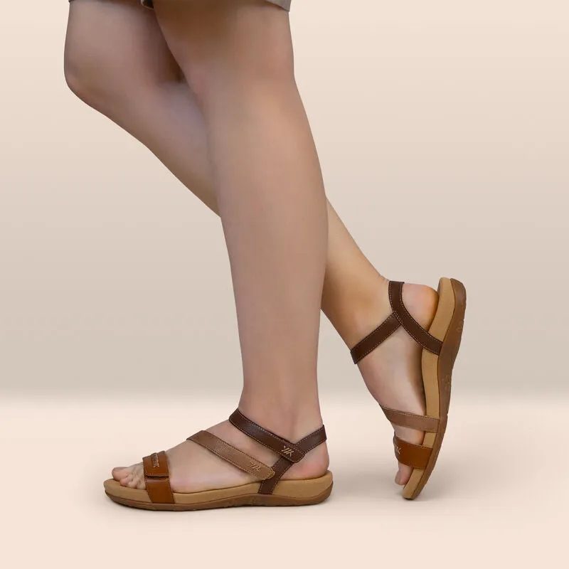 Gabby Adjustable Quarter Strap Sandal - Cognac-Multi - SE314