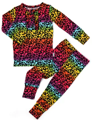 Gigi and Max Lisa Rainbow Leopard Ruffle 2pc Set