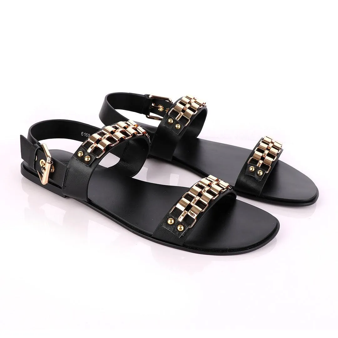 Giuseppe Zanotti Gold Curb Double Strap Sandals