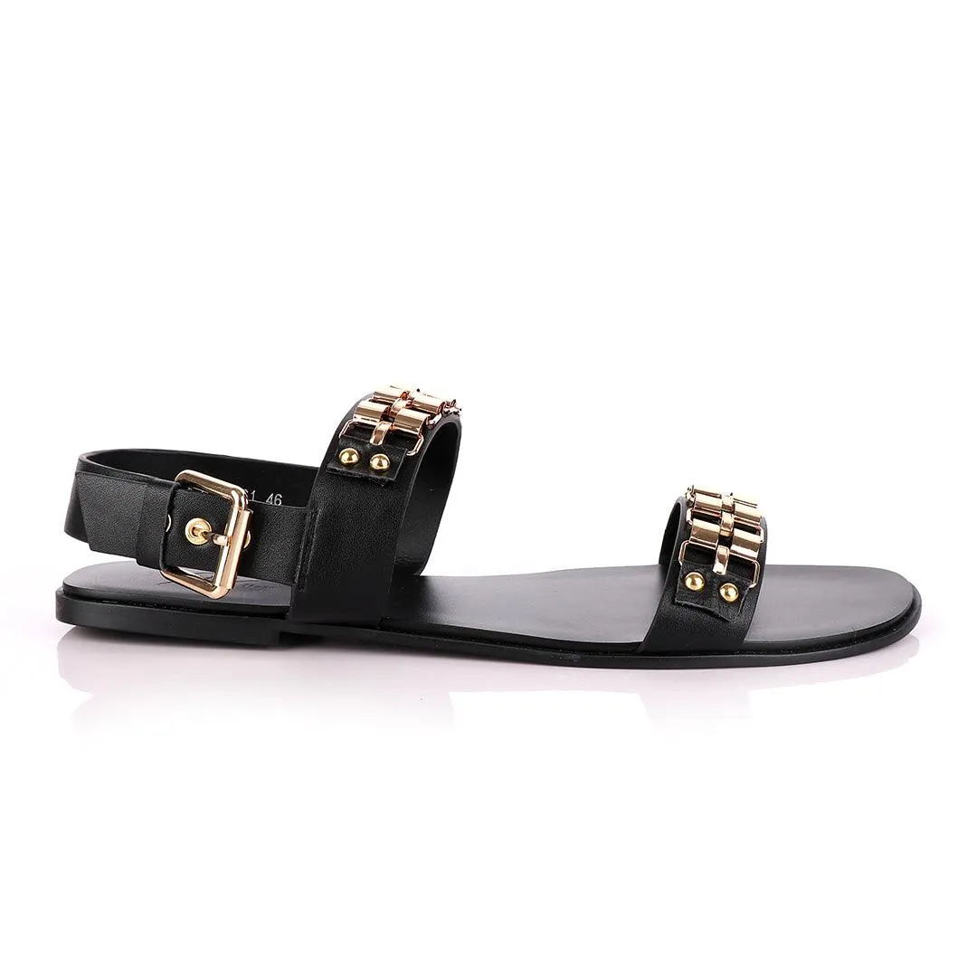 Giuseppe Zanotti Gold Curb Double Strap Sandals