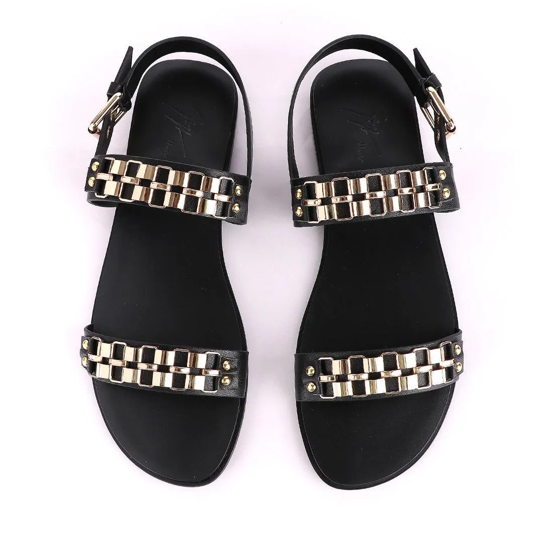 Giuseppe Zanotti Gold Curb Double Strap Sandals