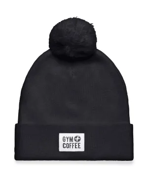 Gym Coffee Knit Bobble Beanie - Black