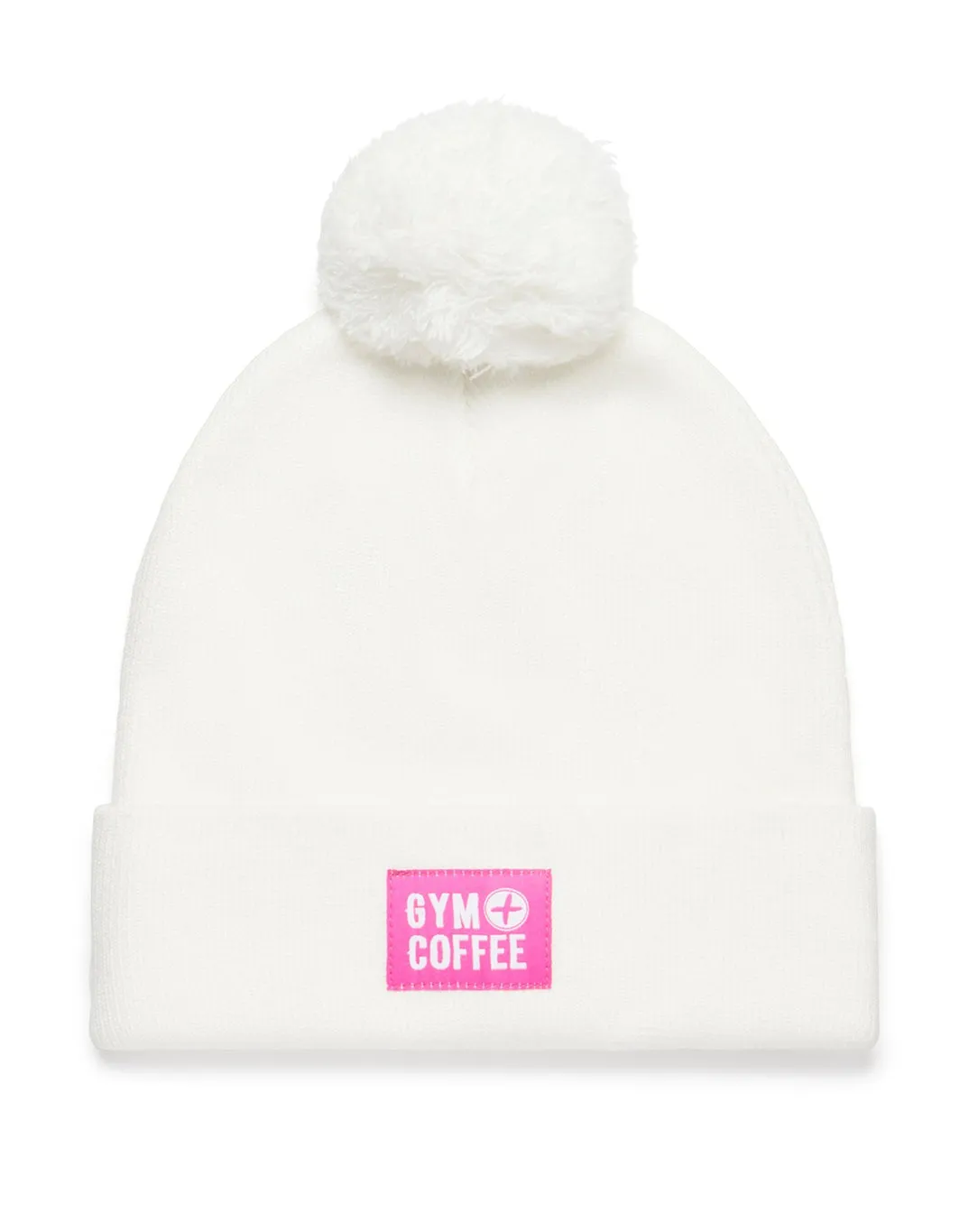 Gym Coffee Knit Bobble Beanie - Soft White