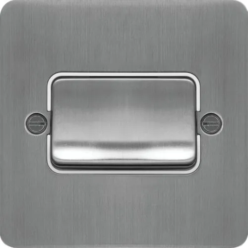 Hager WFPS12WBSW Sollysta Flat Plate 10AX 1 Gang 2 Way Wall Switch (Wide Rocker) - Brushed Steel   White Insert