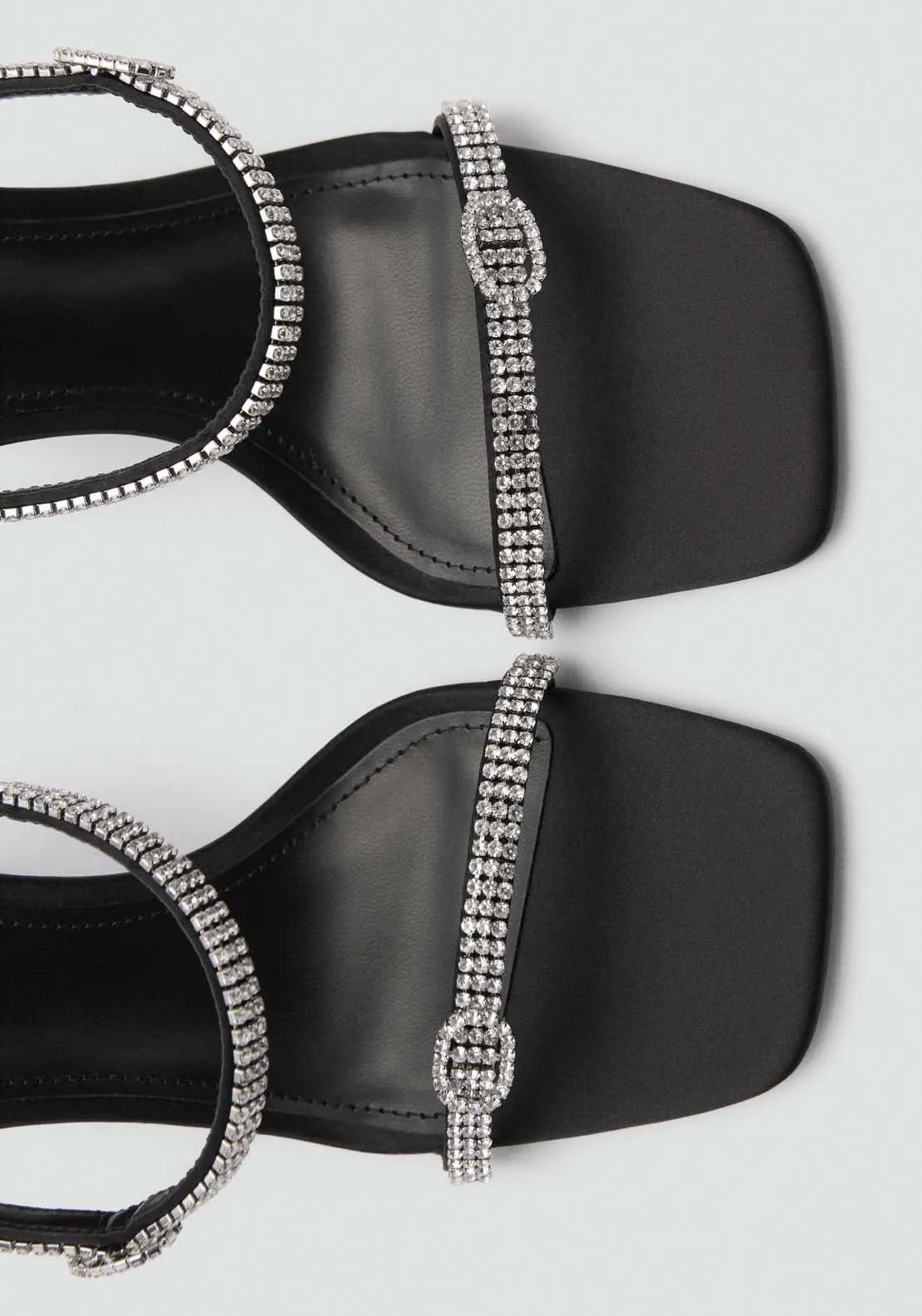 Heeled sandal with strass strap - Black
