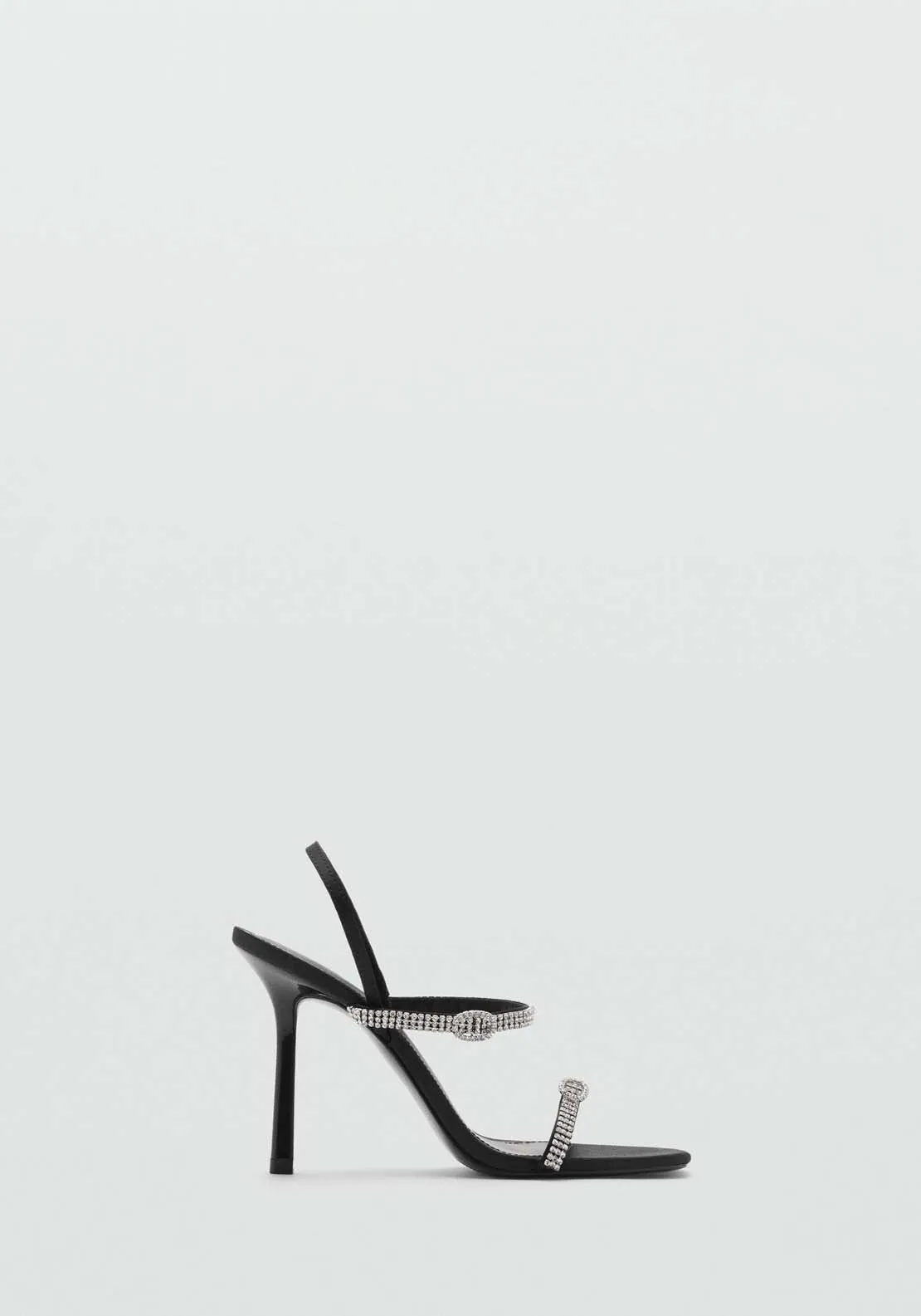 Heeled sandal with strass strap - Black