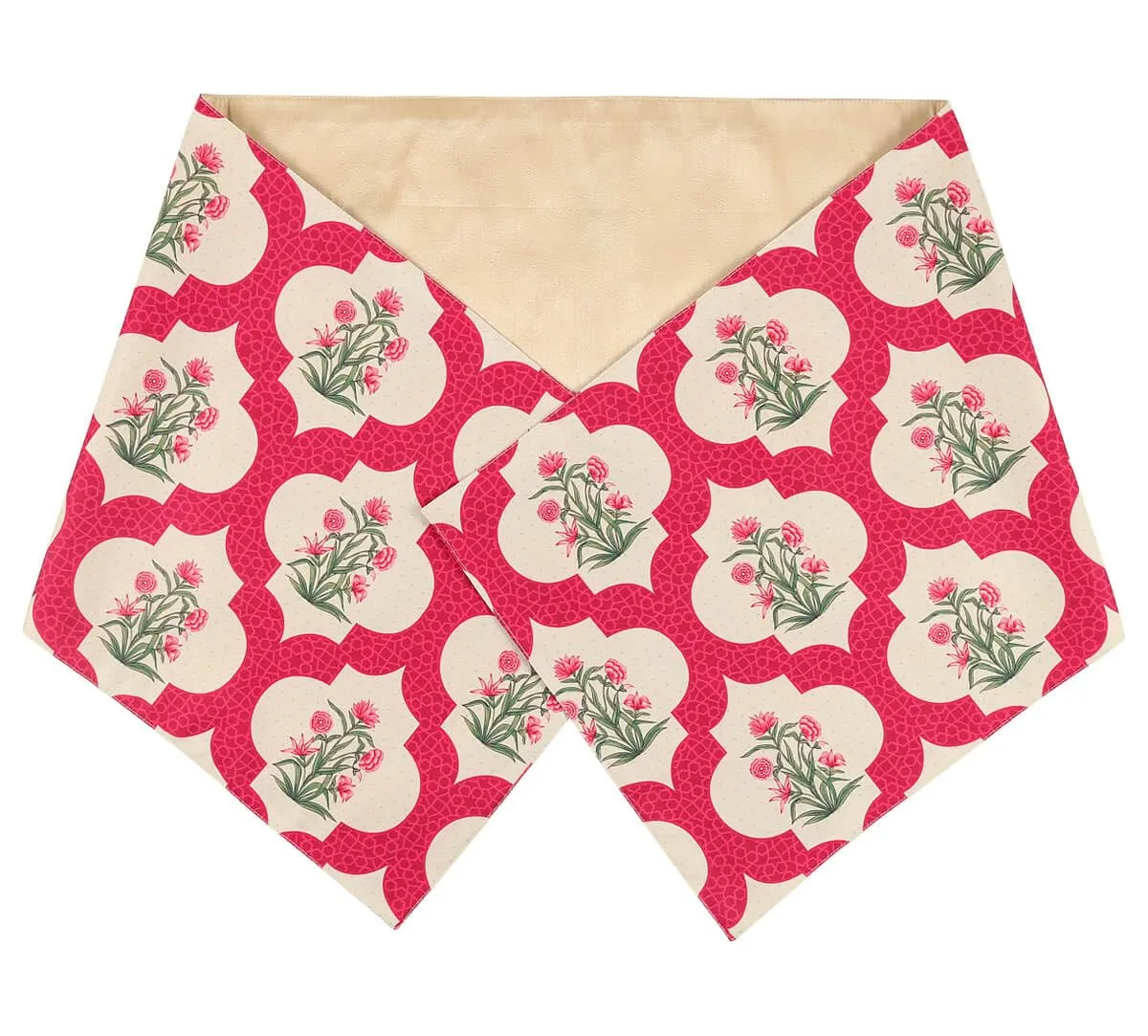 India Circus by Krsnaa Mehta Poppy Flower Scarlet Printed Printed Blended Canvas 4 Seater Table and Bed Runner (56 x 14 inches)