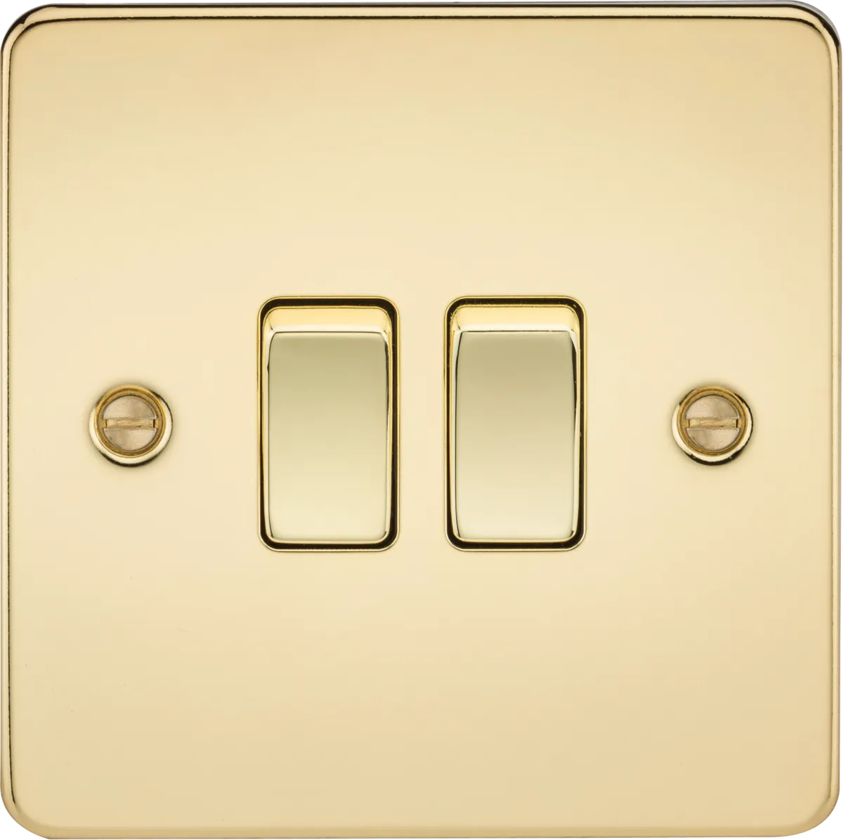 Knightsbridge FP3000PBx10 Flat Plate 10AX 2G 2-Way Switch - Polished Brass (10 Pack)