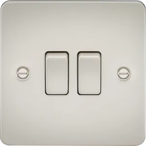 Knightsbridge FP3000PLx10 Flat Plate 10AX 2G 2-Way Switch - Pearl (10 Pack)