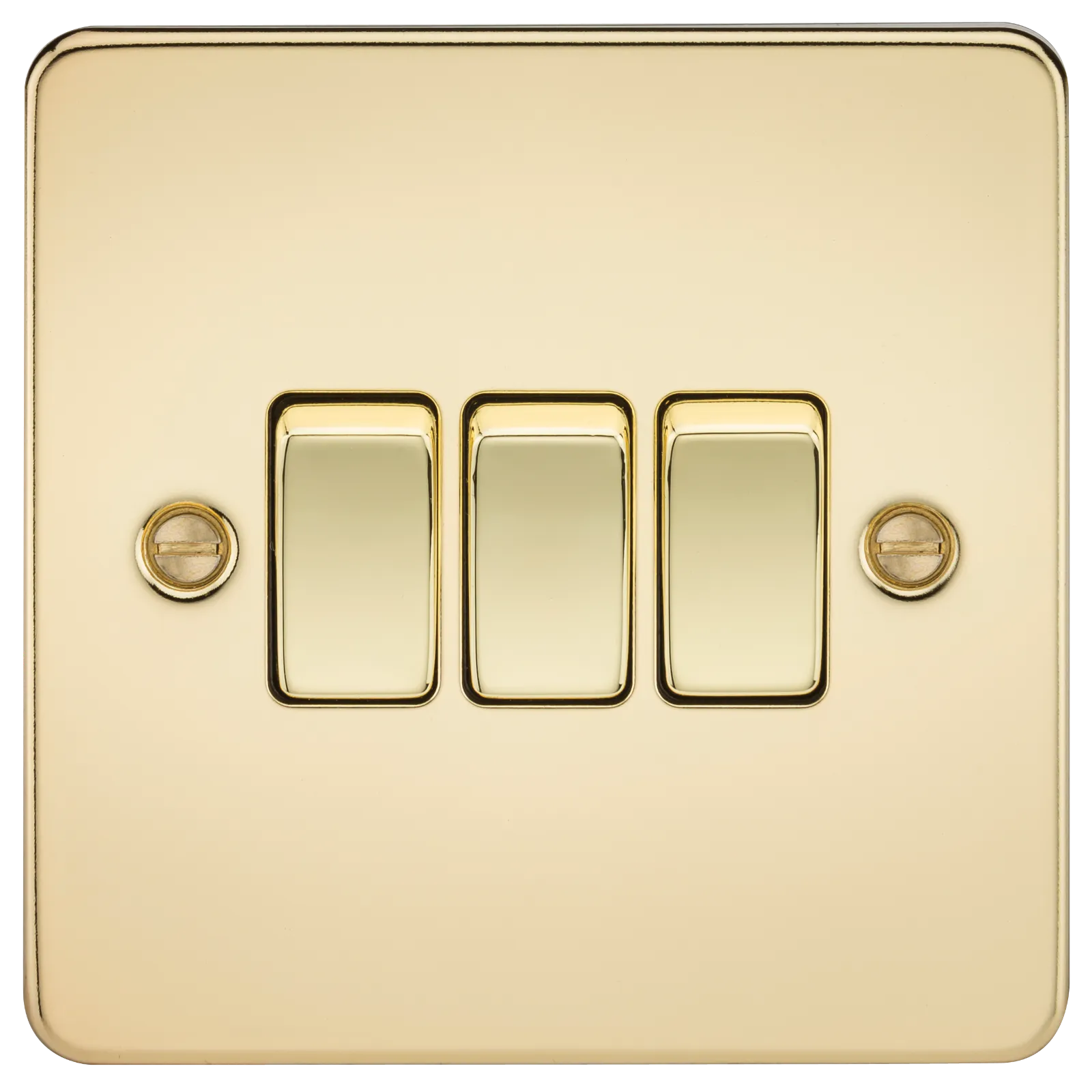 Knightsbridge FP4000PB Flat Plate 10AX 3G 2-Way Switch - Polished Brass