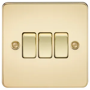 Knightsbridge FP4000PB Flat Plate 10AX 3G 2-Way Switch - Polished Brass